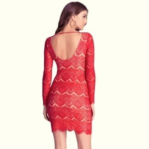 Bebe Open Back Lace Dress Red Beautiful Night Out